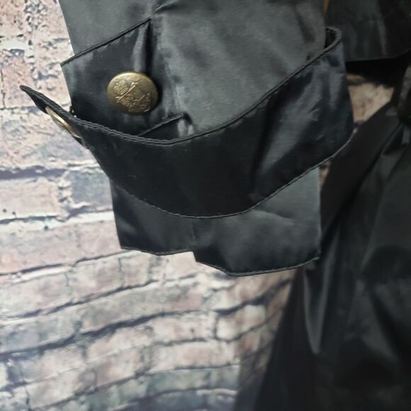 Gallery Black Rain Slicker/Trench Coat Size Medium - Picture 3 of 7